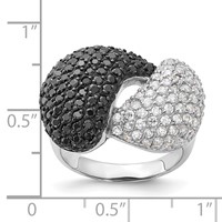 Sterling Silver & Black Rhodium Black & White CZ Ring view 4