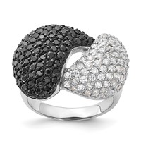 Sterling Silver & Black Rhodium Black & White CZ Ring view 1