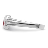 Sterling Silver RH-plated Polished & Red Enameled Heart Children's Ring view 3