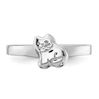 Sterling Silver RH Plated Child's Polished Kitty Cat Ring view 5