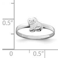 Sterling Silver RH Plated Child's Polished Kitty Cat Ring view 4