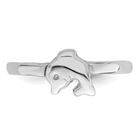 Sterling Silver Rhodium-plated Polished Dolphin Ring - Size 4 view 5