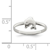 Sterling Silver Rhodium-plated Polished Dolphin Ring - Size 4 view 4