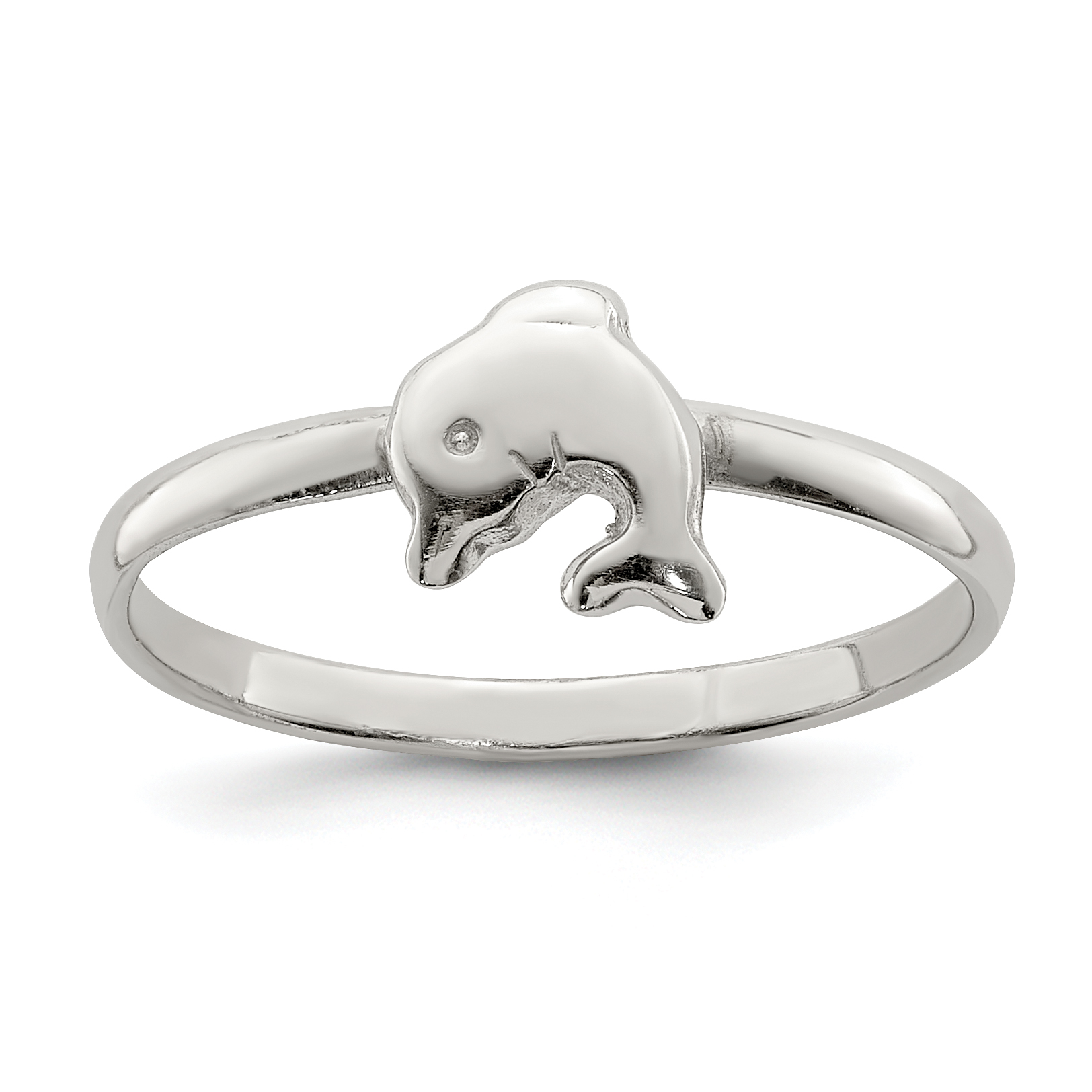 Sterling Silver Rhodium-plated Polished Dolphin Children's Ring (QR5960-3)