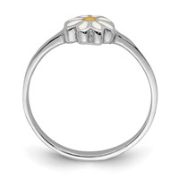 Sterling Silver RH-plated White & Yellow Enameled Daisy Ring - Size 4 view 2