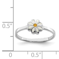 Sterling Silver RH-plated White & Yellow Enameled Daisy Ring - Size 4 view 4