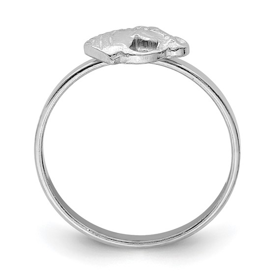 Sterling Silver Rhodium-plated Polished & Textured Horse Children's Ring