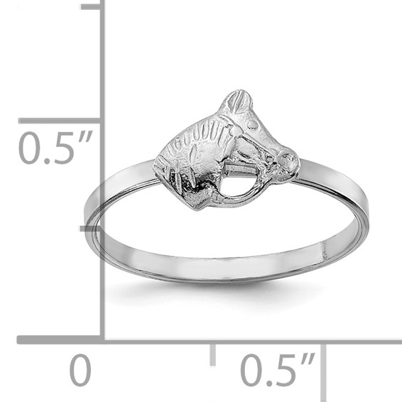 Sterling Silver Rhodium-plated Polished & Textured Horse Children's Ring