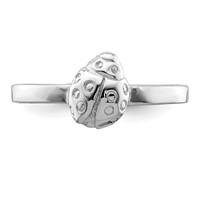 Sterling Silver Rhodium-plated Polished Ladybug Ring view 5