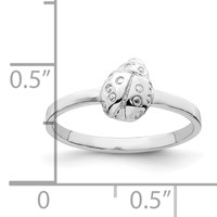 Sterling Silver Rhodium-plated Polished Ladybug Ring view 4