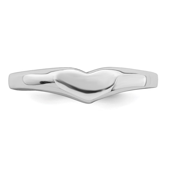 Sterling Silver RH-plated Polished Elongated Heart Children's Ring