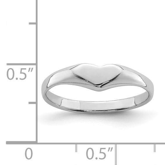 Sterling Silver RH-plated Polished Elongated Heart Children's Ring