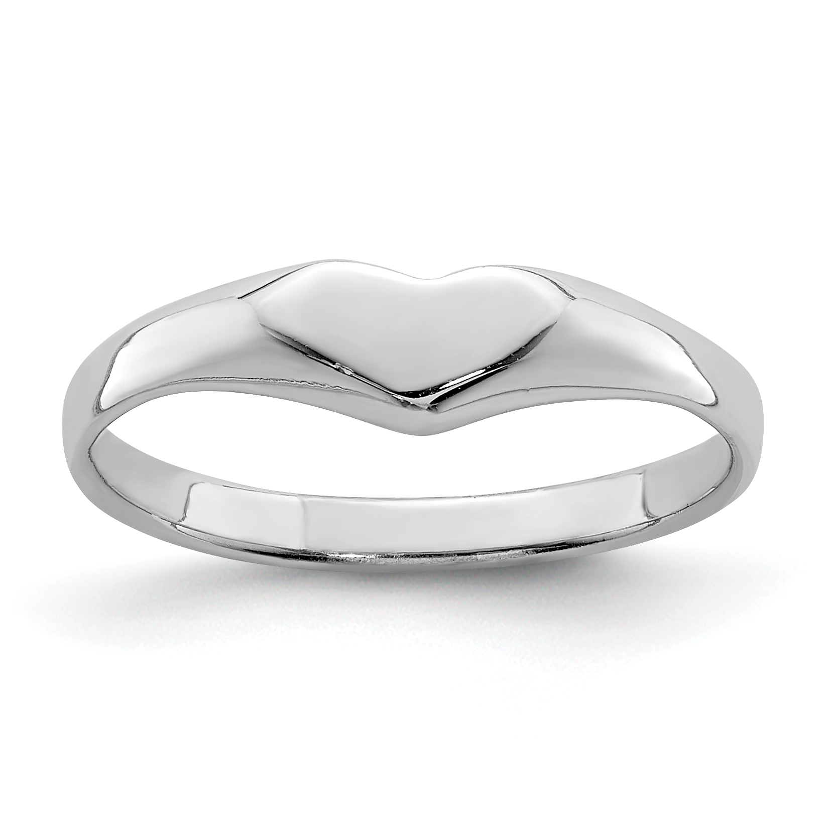 Sterling Silver RH-plated Polished Elongated Heart Children's Ring (QR5966-3)