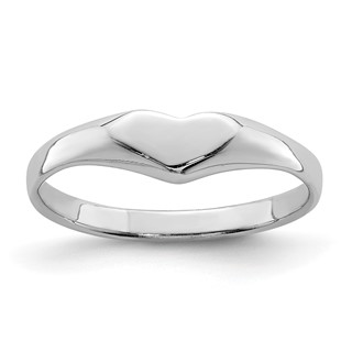 Sterling Silver RH-plated Polished Elongated Heart Children's Ring