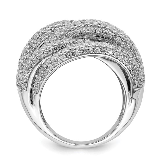 Sterling Shimmer Sterling Silver Rhodium-plated 536 Stone Pavé CZ Ring