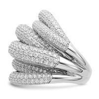 Sterling Shimmer Sterling Silver Rhodium-plated 536 Stone Pavé CZ Ring view 3