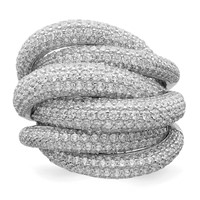 Sterling Shimmer Sterling Silver Rhodium-plated 536 Stone Pavé CZ Ring view 5