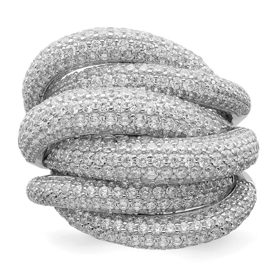 Sterling Shimmer Sterling Silver Rhodium-plated 536 Stone Pavé CZ Ring