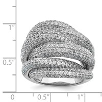 Sterling Shimmer Sterling Silver Rhodium-plated 536 Stone Pavé CZ Ring view 4