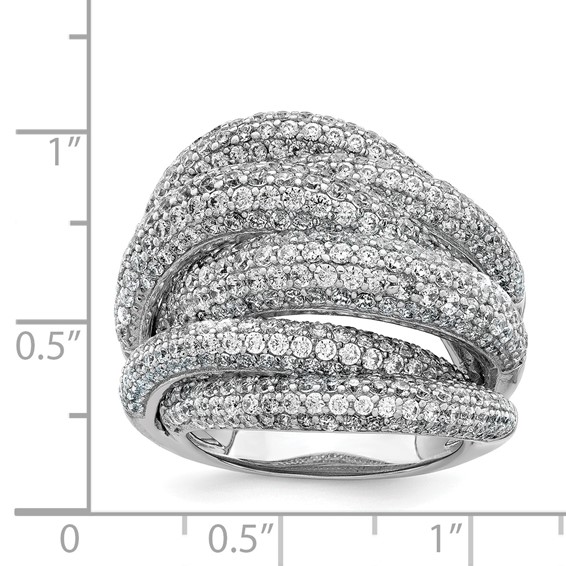 Sterling Shimmer Sterling Silver Rhodium-plated 536 Stone Pavé CZ Ring