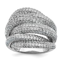 Sterling Shimmer Sterling Silver Rhodium-plated 536 Stone Pavé CZ Ring view 1