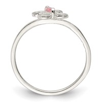 Sterling Silver Polished Pink CZ Butterfly Ring view 2