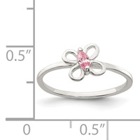 Sterling Silver Polished Pink CZ Butterfly Ring view 4