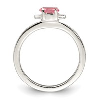 Sterling Silver Polished Pink CZ Candy Ring - Size 4 view 2