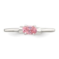 Sterling Silver Polished Pink CZ Candy Ring - Size 4 view 5