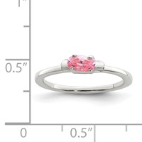Sterling Silver Polished Pink CZ Candy Ring - Size 4 view 4