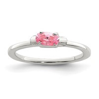 Sterling Silver Polished Pink CZ Candy Ring - Size 4 view 1