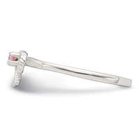 Sterling Silver Polished & Twisted Pink CZ Bow Ring view 3