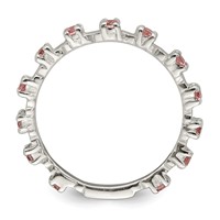 Sterling Silver Polished Pink CZ Ring - Size 4 view 2