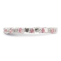 Sterling Silver Polished Pink CZ Ring - Size 4 view 3