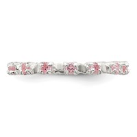 Sterling Silver Polished Pink CZ Ring - Size 4 view 5