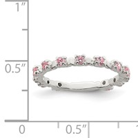 Sterling Silver Polished Pink CZ Ring - Size 4 view 4