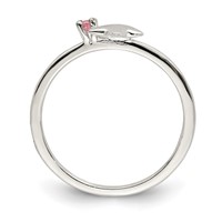 Sterling Silver Polished Pink CZ & Star Ring - Size 3 view 2