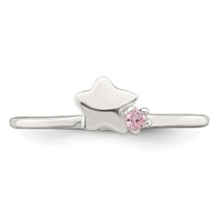Sterling Silver Polished Pink CZ & Star Ring - Size 3 view 5