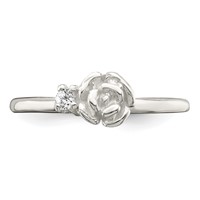 Sterling Silver Clear CZ Rose Kid's Ring view 5