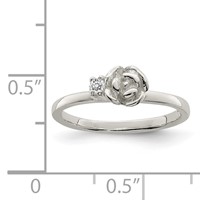 Sterling Silver Clear CZ Rose Kid's Ring view 4