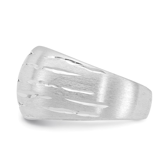 Sterling Silver Brushed/Diamond-cut Convex Ring