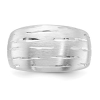 Sterling Silver Brushed Diamond-cut Convex Ring view 3