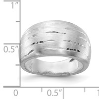 Sterling Silver Brushed Diamond-cut Convex Ring view 4
