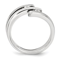 Sterling Silver Brushed and Polished CZ Ring view 2