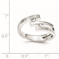 Sterling Silver Brushed and Polished CZ Ring view 3