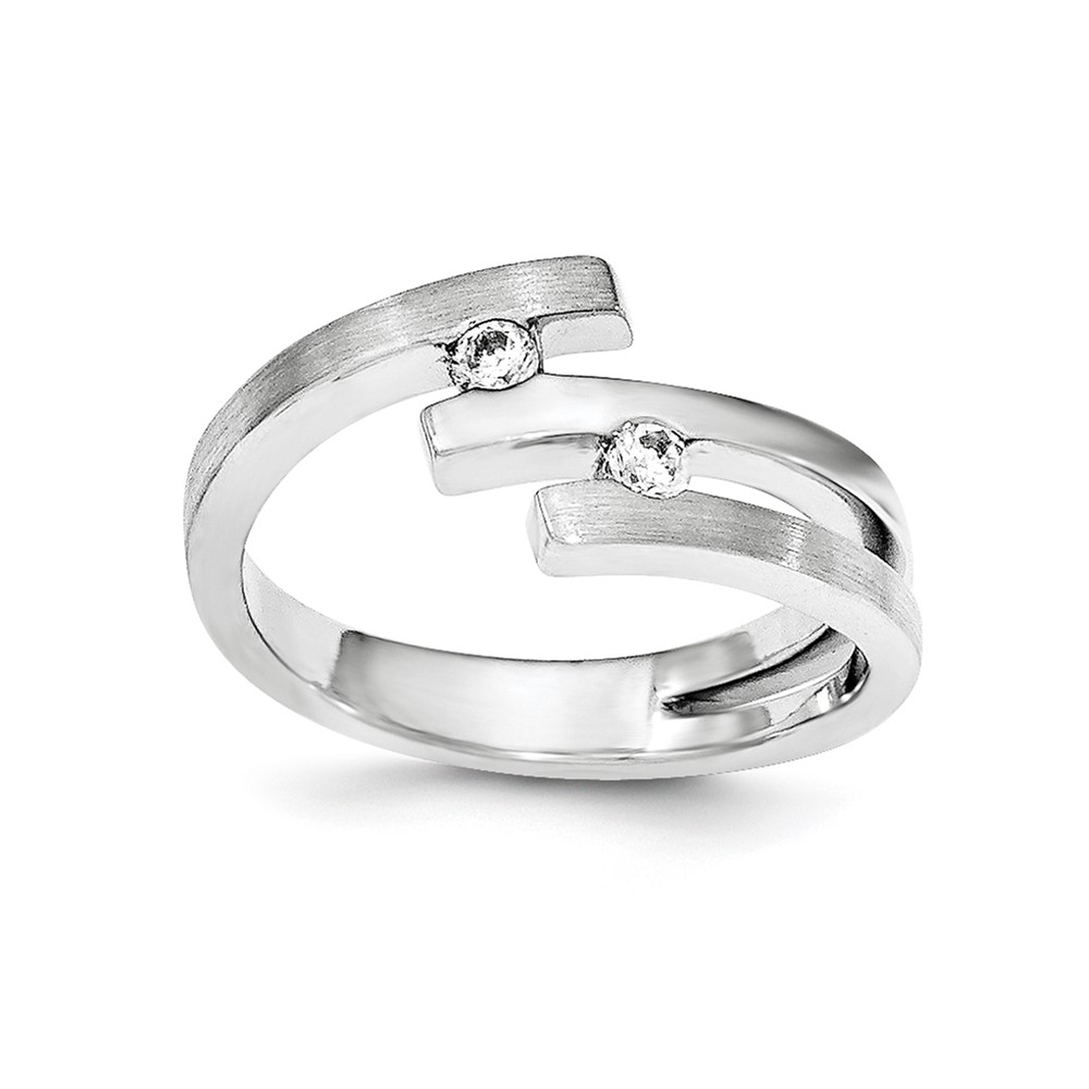 Sterling Silver Brushed and Polished CZ Ring