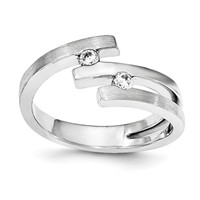 Sterling Silver Brushed and Polished CZ Ring view 1