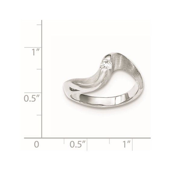 Sterling Silver Brushed And Polished CZ Ring