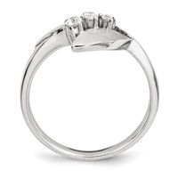 Sterling Silver Polished and Brushed CZ Ring view 2