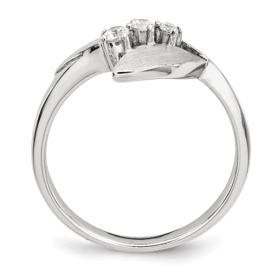 Sterling Silver Polished And Brushed CZ Ring